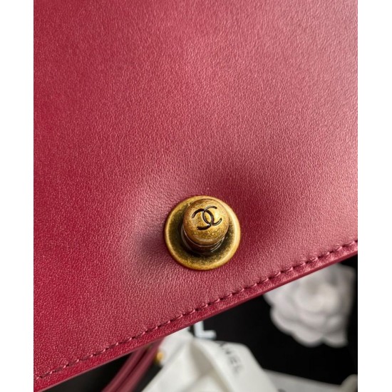 Spring Hot Selling Brass Hardware Women's Small Burgundy Quilted Leather Boy Bag - Imitated Chanel Mauve Flap Crossbody Bag