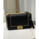 Low Price Brass Top Handle Link Chain Charming Classic Double C Logo Push Lock - Faux Chanel Women's Black Quilted Leather Medium Boy Bag