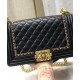 Low Price Brass Top Handle Link Chain Charming Classic Double C Logo Push Lock - Faux Chanel Women's Black Quilted Leather Medium Boy Bag