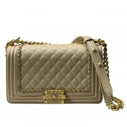 2022 Popular Khali Quilted Leather Female Medium Boy Bag - Fake Chanel Yellow Gold Chain Trimming Flap Bag Price List