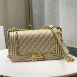 2022 Popular Khali Quilted Leather Female Medium Boy Bag - Fake Chanel Yellow Gold Chain Trimming Flap Bag Price List