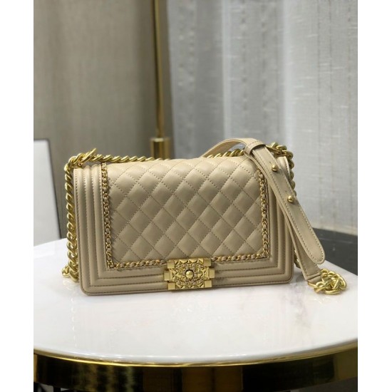 2022 Popular Khali Quilted Leather Female Medium Boy Bag - Fake Chanel Yellow Gold Chain Trimming Flap Bag Price List