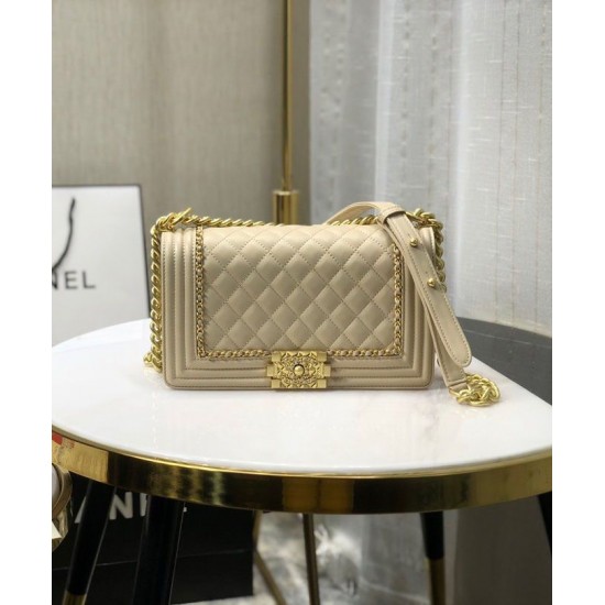 2022 Popular Khali Quilted Leather Female Medium Boy Bag - Fake Chanel Yellow Gold Chain Trimming Flap Bag Price List