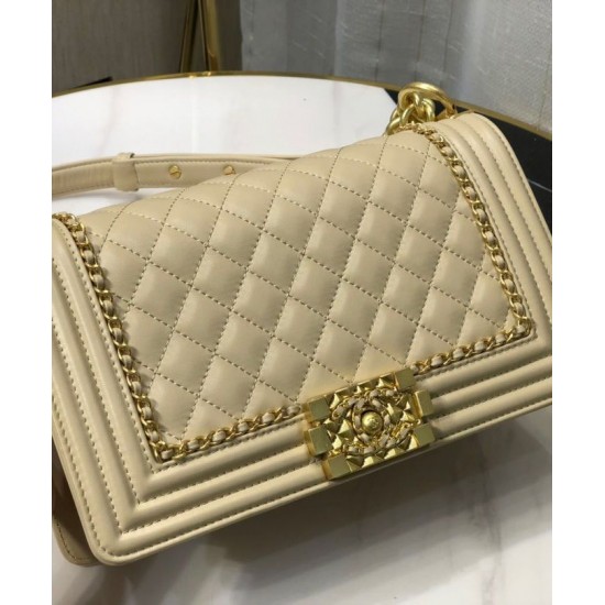 2022 Popular Khali Quilted Leather Female Medium Boy Bag - Fake Chanel Yellow Gold Chain Trimming Flap Bag Price List