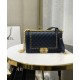 High End Chain & Leather Knitted Trimming CC Logo Push Lock Boy Bag - Replica Chanel Navy Blue Quilted Leather Flap Bag For Ladies