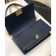 High End Chain & Leather Knitted Trimming CC Logo Push Lock Boy Bag - Replica Chanel Navy Blue Quilted Leather Flap Bag For Ladies