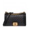 Faux Chanel Diamon Type Lattice Brass Top Handle CC Push Lock Black Lambskin Leather Medoium Boy Bag For Ladies