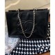 Fashion Black Cowhide Leather Oversized CC Logo Pattern Women's Chain Strap Shoulder Bag - Replica Chanel Small Square Shopping Bag