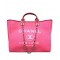 Popular Large Deauville Pink Canvas White Logo Pattern Shopping Bag - Copy Chanel Silver Chain Women's City Bag