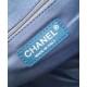 Best Quality Large Deauville Light Blue Canvas Chain Shoulder Strap Shopping Bag - Faux Chanel Coffee Leather Handles Shoulder Bag