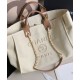 High End White Pearls Logo Decoration Beige Leather Handles Golden Chain Shoulder Bag - Fake Chanel Women's Cream Canvas Shopping Bag