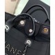 Hot Selling Beaded Logo Pattern Leather Top Handles Women's Black Canvas Shopping Bag - Replica Chanel Silver Chain Tote Bag