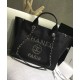 Imitation Chanel Silver Studs Logo Pattern Chain Shoulder Strap Black Caviar Leather Tote Bag 33CM Shopping Bag For Ladies