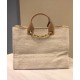 Faux Chanel Coffee Leather Top Handles Brand Logo Printing Yellow Gold Chain Shoulder Strap Cream Canvas Large Deauville Shopping Bag