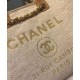 Faux Chanel Coffee Leather Top Handles Brand Logo Printing Yellow Gold Chain Shoulder Strap Cream Canvas Large Deauville Shopping Bag