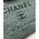 Replica Chanel Light Green Canvas & Raffia Woven Large Deauville Brand Logo Printing Chain Shoulder Strap Female Shopping Bag