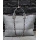 Best Price Silver Chain Interlocking C Logo Printing Large Tote Bag - Fake Chanel Grey Canvas Shopping Bag For Ladies Online