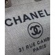 Best Price Silver Chain Interlocking C Logo Printing Large Tote Bag - Fake Chanel Grey Canvas Shopping Bag For Ladies Online