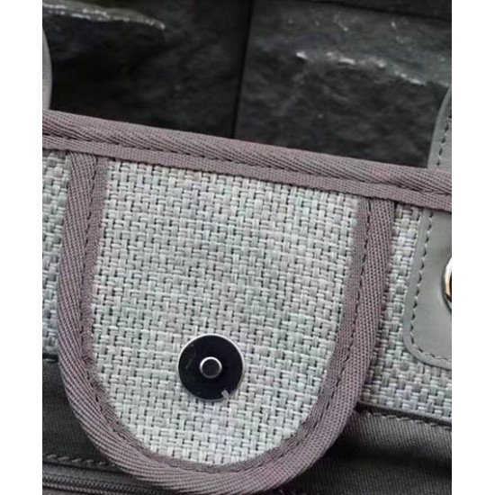 Best Price Silver Chain Interlocking C Logo Printing Large Tote Bag - Fake Chanel Grey Canvas Shopping Bag For Ladies Online