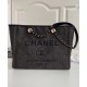 High Quality Long Chian Shoulder Strap Oversized Brand Letter Printing - Replica Women's Chanel Grey Canvas Shopping Bag