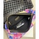 Replica Chanel CC Push Lock Colorful Openwork Flowers Printing Interior Purse Women's Black Hollow Leather Tote Bag