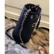 Hot Selling Brass Brand Letter Studs PARIS Detail Drawstring Closure- Replica Chanel Black Grained Calfskin Bucket Bag