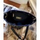 Hot Selling Brass Brand Letter Studs PARIS Detail Drawstring Closure- Replica Chanel Black Grained Calfskin Bucket Bag