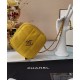 Latest Chanel Diamond Style Wrap Around Zipper Front CC Logo Signature Women's Small Yellow Leather Bag UK