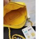 Latest Chanel Diamond Style Wrap Around Zipper Front CC Logo Signature Women's Small Yellow Leather Bag UK