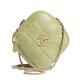 Imitation Chanel Classic Goden Logo Lock Women's Small Avocado Green Quilted Leather Chain Shoulder Strap Square Bag