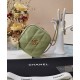 Imitation Chanel Classic Goden Logo Lock Women's Small Avocado Green Quilted Leather Chain Shoulder Strap Square Bag