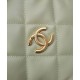 Imitation Chanel Classic Goden Logo Lock Women's Small Avocado Green Quilted Leather Chain Shoulder Strap Square Bag