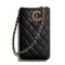 Latest Asymmetric CC Signature Chain Shoulder Strap Black Quilted Caviar Leather - Women's Fake Chanel Small Phone Holder