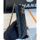 Latest Asymmetric CC Signature Chain Shoulder Strap Black Quilted Caviar Leather - Women's Fake Chanel Small Phone Holder