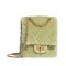 Clone Chic Chanel Mademoiselle Turn Lock Golden Chain Shoulder Strap Female Mini 2.55 Green Shearling & Quilted Leather Vertical Bag