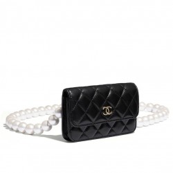 Imitation Chanel White Pearl Shoulder Strap Silver CC Snap Button Women's Flap Clutch Bag 15CM