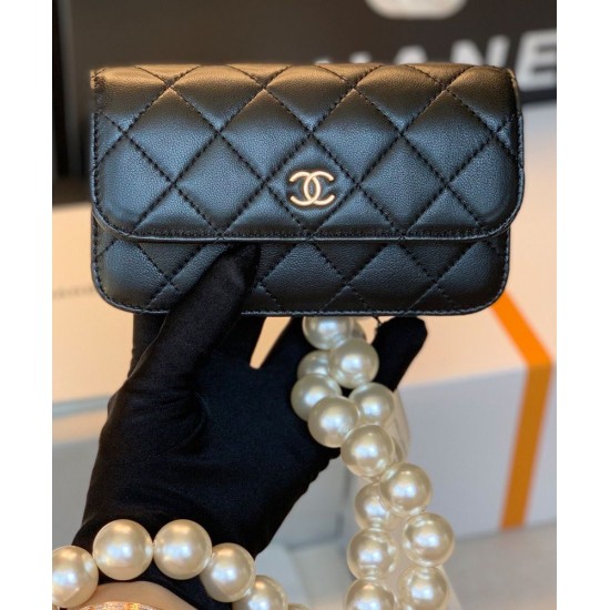 Imitation Chanel White Pearl Shoulder Strap Silver CC Snap Button Women's Flap Clutch Bag 15CM