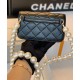 Imitation Chanel White Pearl Shoulder Strap Silver CC Snap Button Women's Flap Clutch Bag 15CM