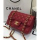 Fake Chanel Red Quilted Lambskin Leather Golden Tone Shoulder Strap Double Flap Women's Vintage Small Classic Crossbody Bag