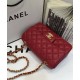 Fake Chanel Red Quilted Lambskin Leather Golden Tone Shoulder Strap Double Flap Women's Vintage Small Classic Crossbody Bag