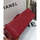 Fake Chanel Red Quilted Lambskin Leather Golden Tone Shoulder Strap Double Flap Women's Vintage Small Classic Crossbody Bag