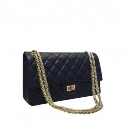 High Quality Yellow Gold Plated Chain Shoulder Strap Rectangle Turn Lock - Faux Chanel Female Classic 2.55 Flap Bag 28CM