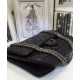 Best Women's Classic 2.55 Black Ruffled Cowhide Leather Antique Silver Hardware - Replica Chanel Double Chain Flap Bag