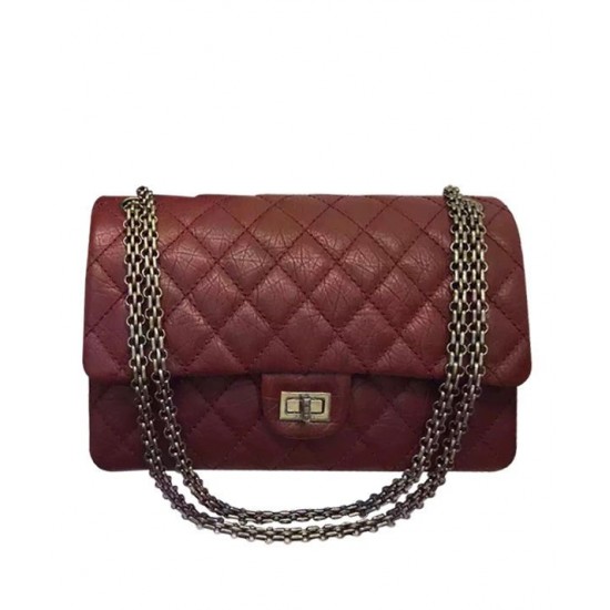 Top Sale Antique Silver Chain Shoulder Strap Mademoiselle Lock Classic 2.55 - Imitation Chanel Red Ruffled Leather Flap Bag