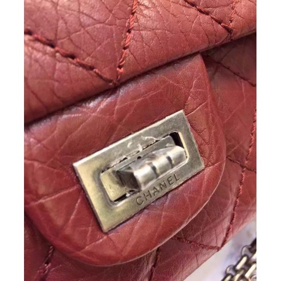 Top Sale Antique Silver Chain Shoulder Strap Mademoiselle Lock Classic 2.55 - Imitation Chanel Red Ruffled Leather Flap Bag