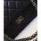 Chic Large Classic 2.55 Black Ruffled Leather Silver Chain Shoulder Strap Rectangle Turn Lock - Copy Chanel 30CM Flap Crossbody Bag