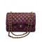 Faux Chanel Large Dark Red Quilted Leather Classic Jumbo Flap Bag Ladies Yellow Gold CC Lock Double Flap Chain Bag