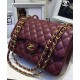 Faux Chanel Large Dark Red Quilted Leather Classic Jumbo Flap Bag Ladies Yellow Gold CC Lock Double Flap Chain Bag