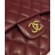 Faux Chanel Large Dark Red Quilted Leather Classic Jumbo Flap Bag Ladies Yellow Gold CC Lock Double Flap Chain Bag