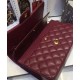 Faux Chanel Large Dark Red Quilted Leather Classic Jumbo Flap Bag Ladies Yellow Gold CC Lock Double Flap Chain Bag